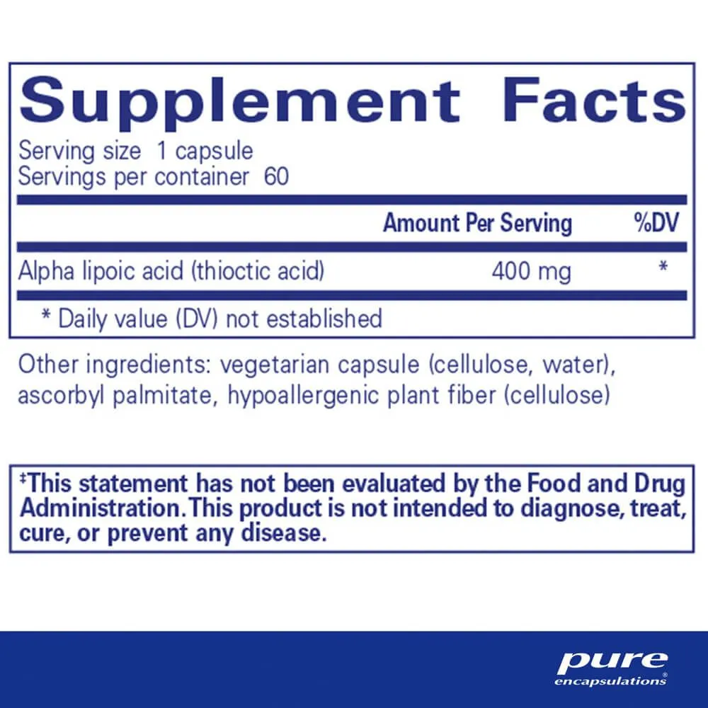 Pure Encapsulations Alpha Lipoic Acid 400mg - 60 Count