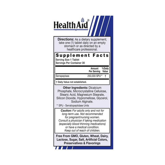 HealthAid Serrapeptase 250,000 SPU Tablets