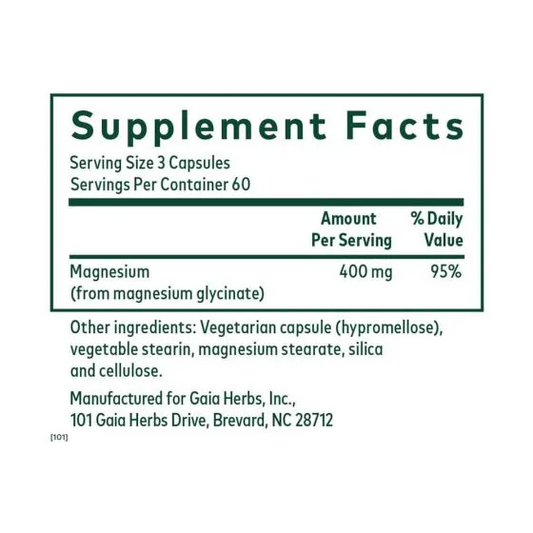 Gaia Herbs PRO Magnesium Glycinate 400 - 180 Capsules