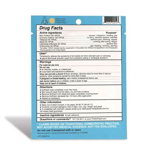 GoPatch Tummy Relief Homeopathic Patch Pack of 6