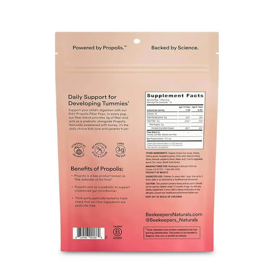 Beekeeper's Naturals Kids Fiber Pops Cherry and Raspberry