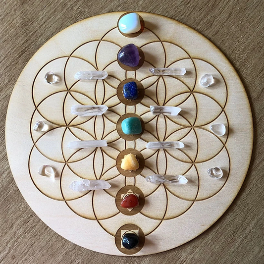 Flower of Life Chakras Crystal Grid, 12" - Image 2