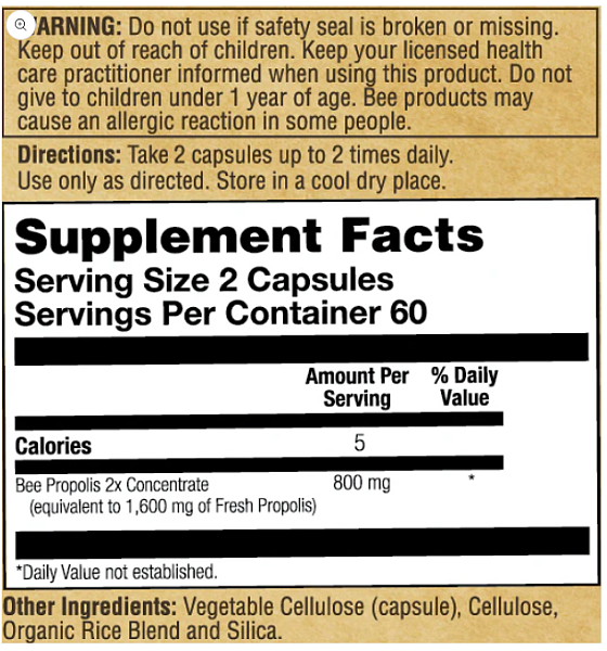 Bee Propolis Capsules, 120ct - Image 2