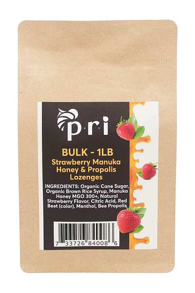 PRI Bulk Manuka Honey Strawberry Lozenges (1 lb)