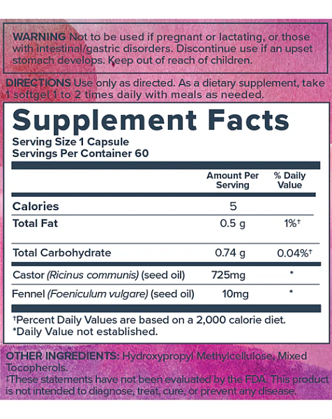 Castor Oil Vegetable Capsules, 60ct - Image 2