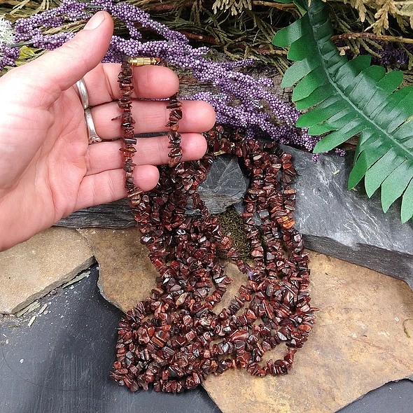 Red Tiger Eye Necklace, 18" (Single Strand)
