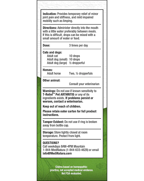 T-Relief Pet Arthritis Pain Drops, 50ml - Image 2