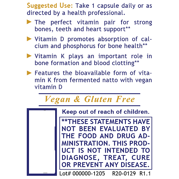 Vitamin D3+K2, 30 caps - Image 3