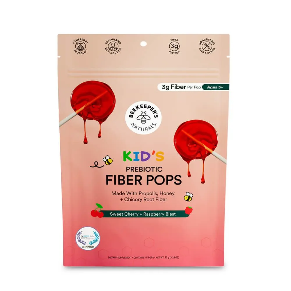 Beekeeper's Naturals Kids Fiber Pops Cherry and Raspberry