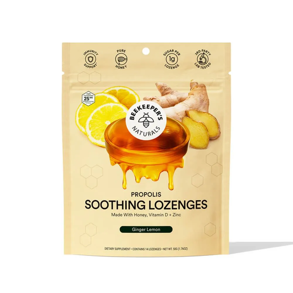 Beekeeper's Naturals Propolis Soothing Lozenges - Ginger Lemon