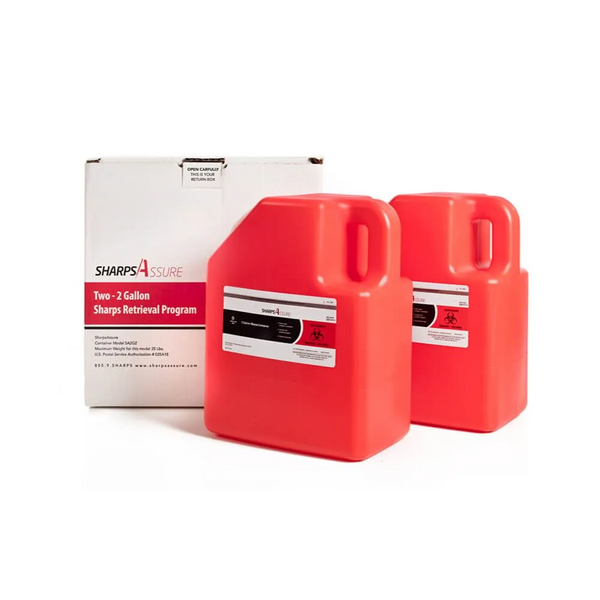 2 Gallon Sharps Assure© Biohazard by Mail - 2 Pack