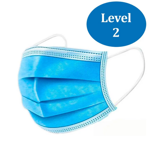 Blue 3-Ply Level 2 Disposable Surgical Face Masks Box of 50