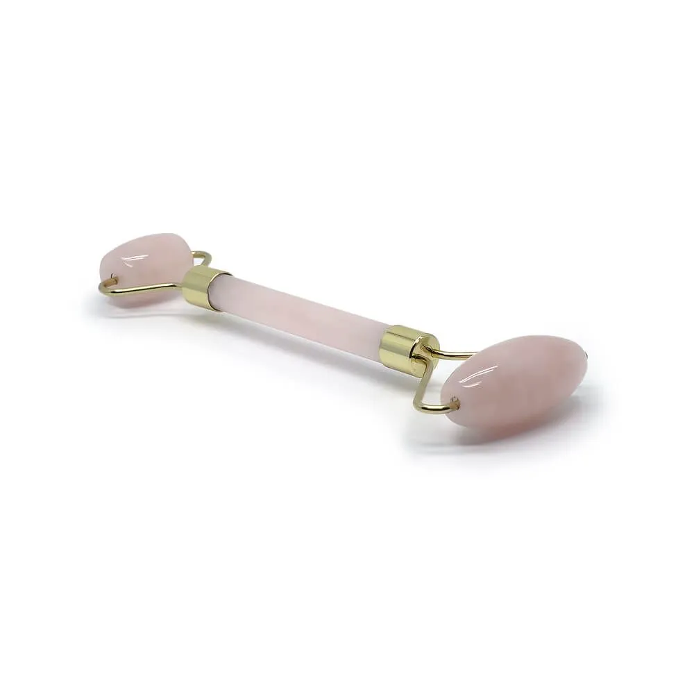 Dual Head Rose Quartz Roller - 6" long