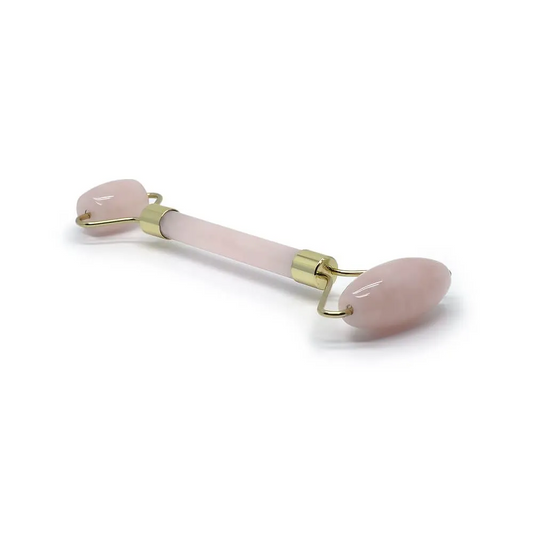 Dual Head Rose Quartz Roller - 6" long