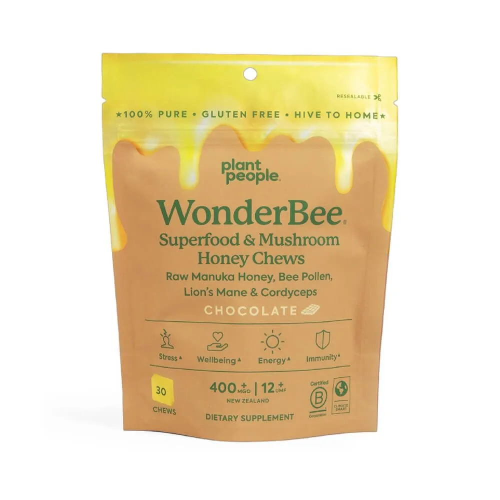 Plant People WonderBee Superfood + Mushroom Honey Chews - Chocolate