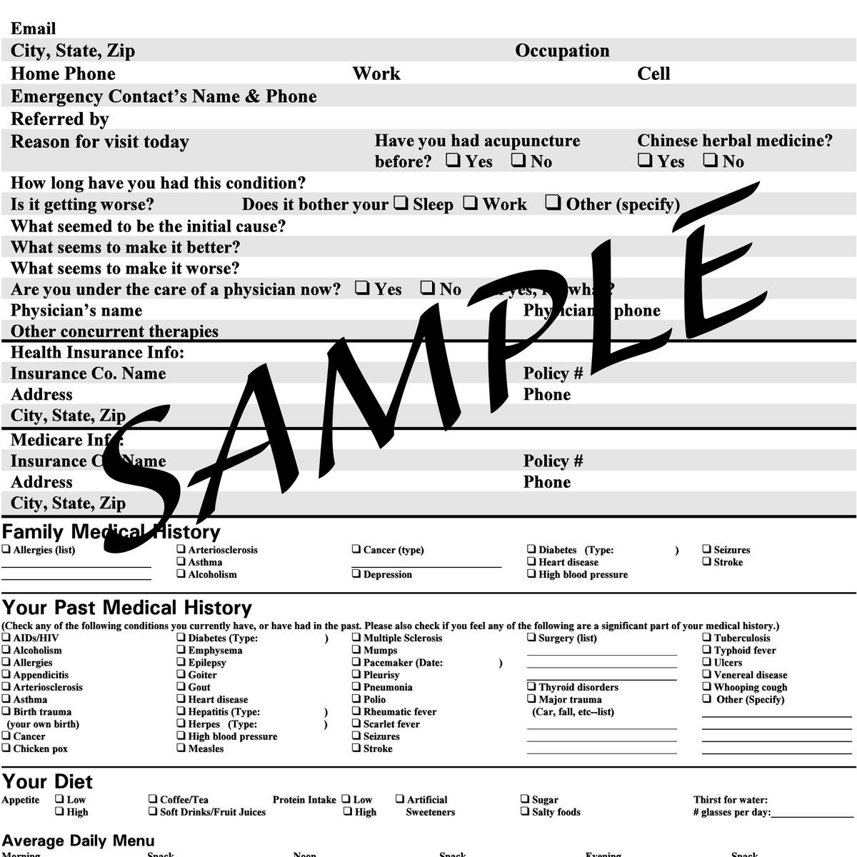 Patient Intake Form - PACK OF 50
