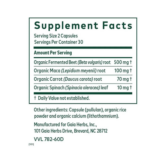 GAIA HERBS PRO FERMENTED BEET AND MACA - 60 CAPSULES