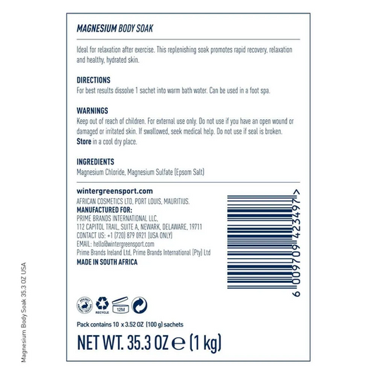 Wintergreen Magnesium Body Soak Pack of 10