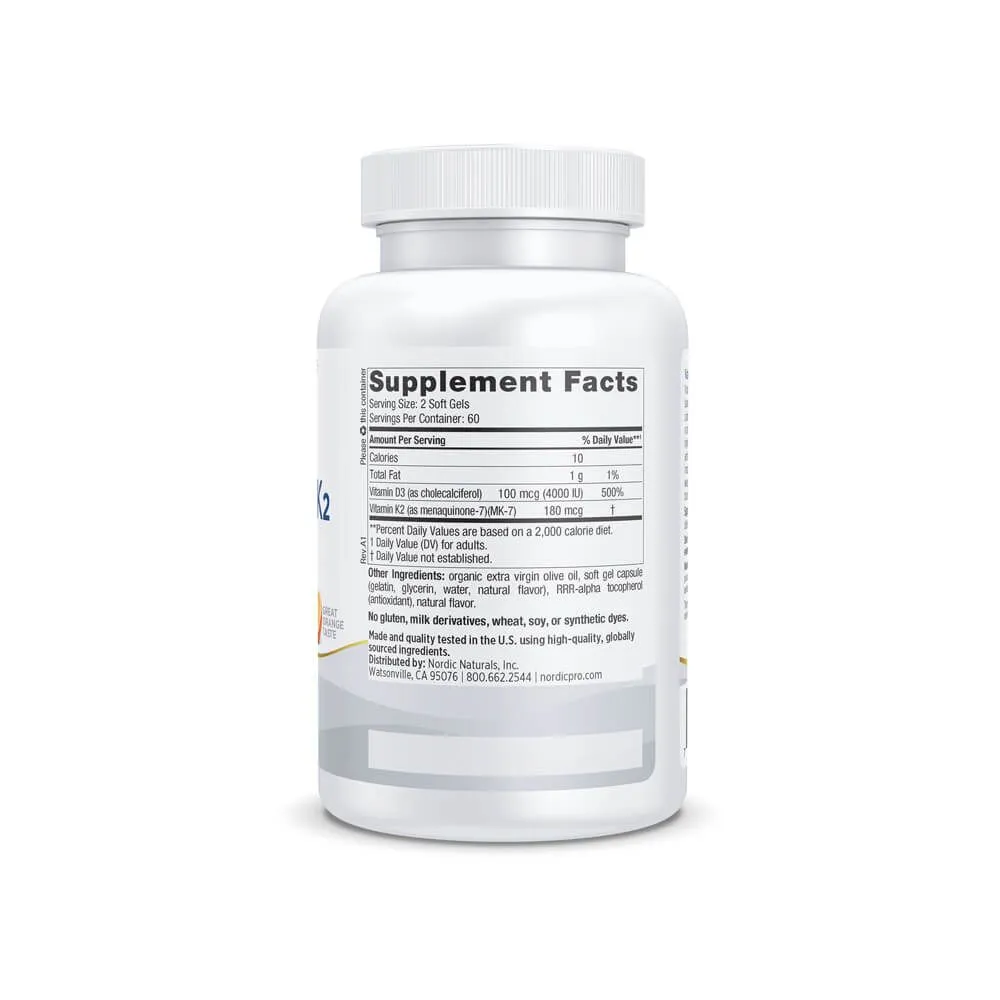 Nordic Naturals Professional Line Vitamin D3+K2 Soft Gels