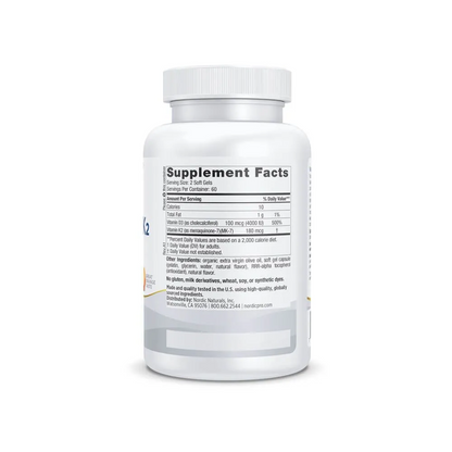 Nordic Naturals Professional Line Vitamin D3+K2 Soft Gels