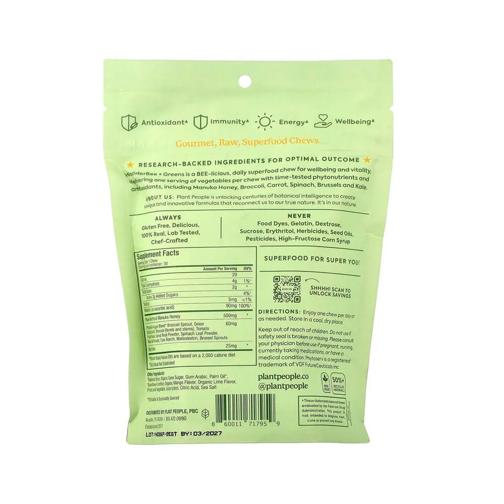 Plant People WonderBee Superfood + Greens Honey Chews - Mango Lime