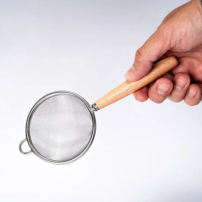 Stainless Steel Tea Strainer with Wooden Handle - 3" - Image 2