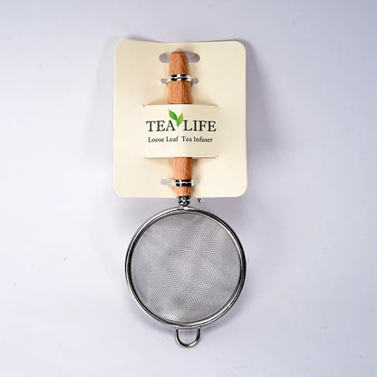 Stainless Steel Tea Strainer with Wooden Handle - 3"