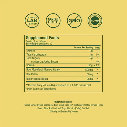 Plant People WonderBee Superfood Honey Chews - Lemon