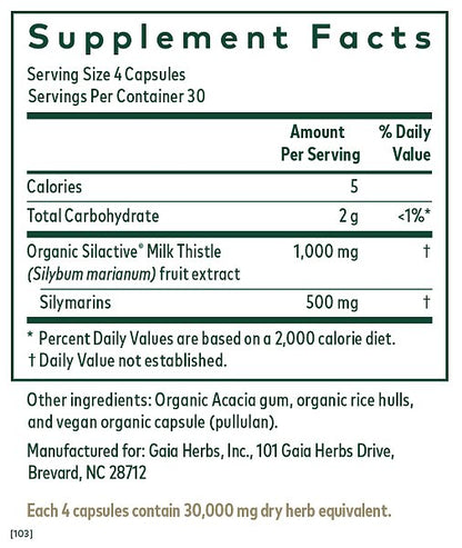 Milk Thistle 1000 Phyto-Caps, 120ct - Image 2