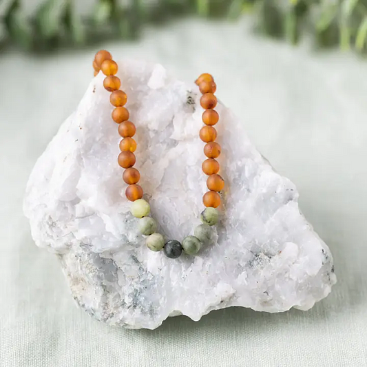 Baltic Amber & Green Jade Necklace