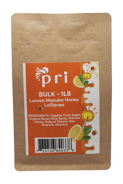 PRI Bulk Manuka Honey Lemon Lollipops (1 lb)