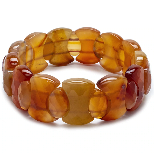 Carnelian Faceted Natural Gemstone Elastic Bracelet