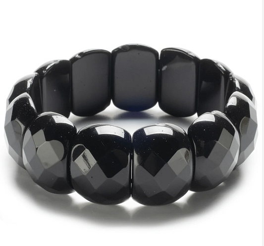 Faceted Black Agate Bracelet