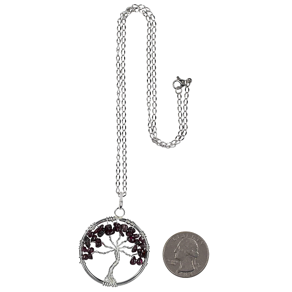Garnet Chakra Gemstone Tree of Life Necklace - Image 2