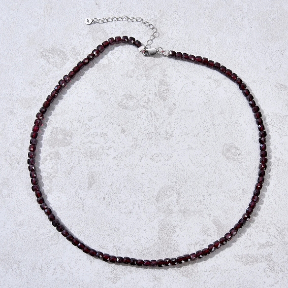 Garnet 4mm Faceted Necklace