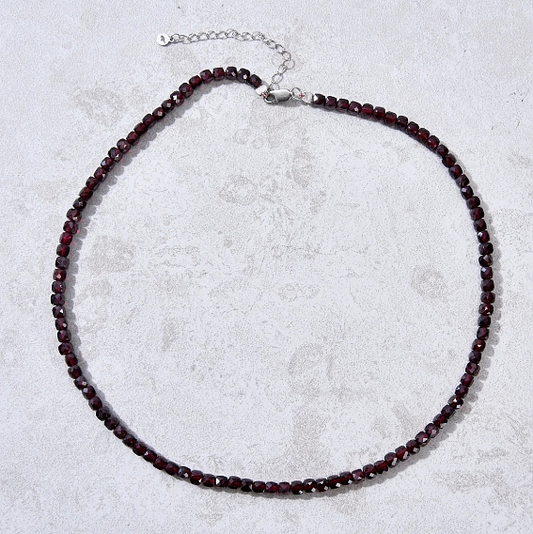 Garnet 4mm Faceted Necklace