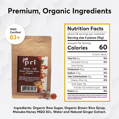 PRI Bulk Manuka Honey Ginger Nuggets (1 lb) - Image 3