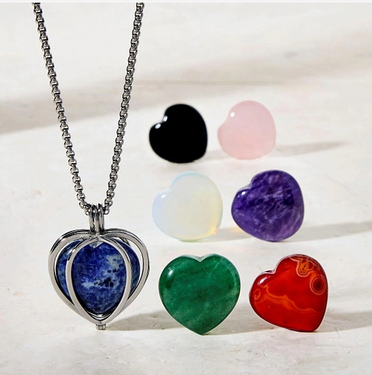 Heart Locket with Chakra Gemstones