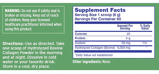 Hydrolyzed Bovine Collagen, 12.7oz - Image 2