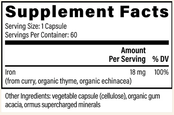 Iron, Plant-Based, 60ct - Image 2