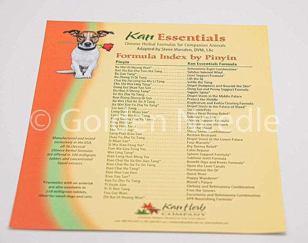 Kan Essentials Formula Name to PinYin Cross-Reference Chart, 8.5x11