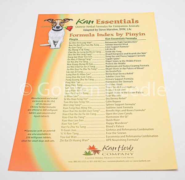 Kan Essentials Formula Name to PinYin Cross-Reference Chart, 11x17