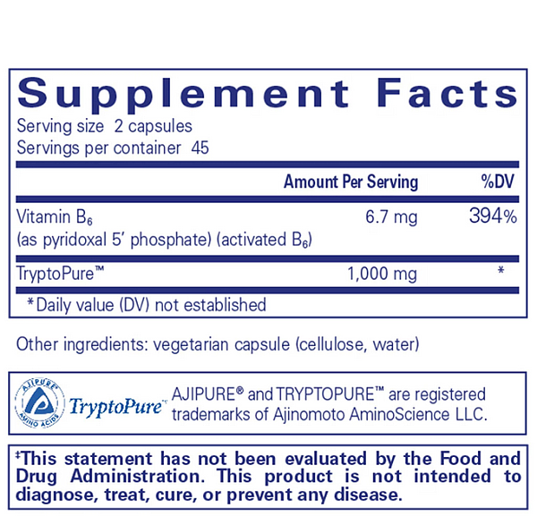 l-Tryptophan (90 capsules) [ EXPIRES 12-2026 ] - Image 2