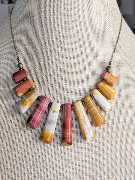 Mookaite Jasper Fan Statement Necklace