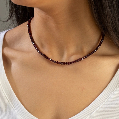 Garnet 4mm Faceted Necklace - Image 4