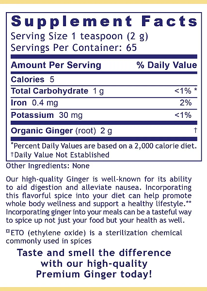 100% Organic Ginger Powder, Premier, 130gm - Image 2