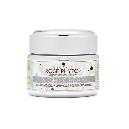 Organic Rose Phyto³ Night Cream with Hyaluronic Acid, 2oz