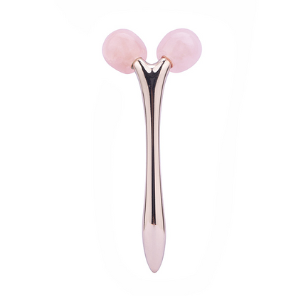 Rose Quartz Handheld Y-Shape Facial Massage Roller - Image 3