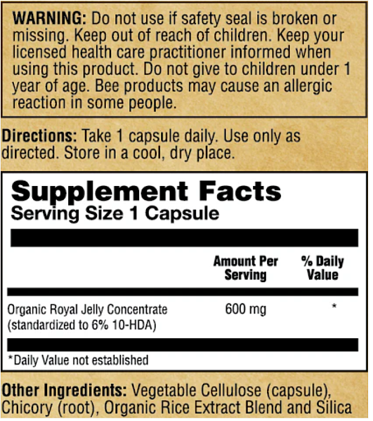 Royal Jelly 600, 30 VegCaps - Image 2