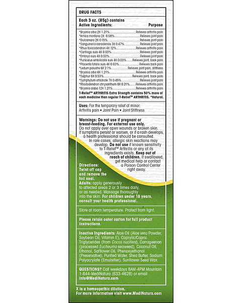 T-Relief Arthritis Extra Strength Cream, 3oz Tube - Image 3